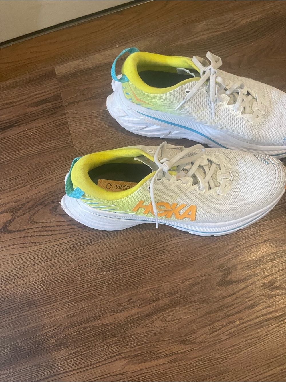 HOKA women white & Yellow Athletic Sneakers